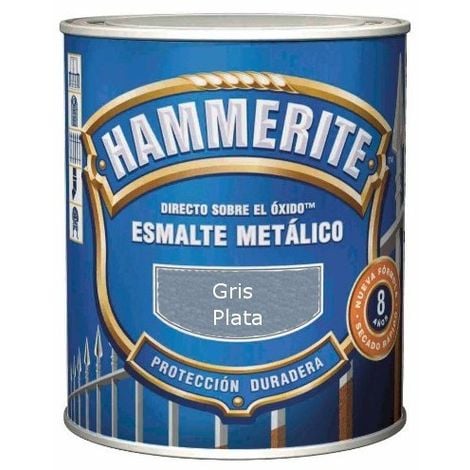 Esmalte Para Metal Hammerite Liso Brillante Gris Plata 750ml