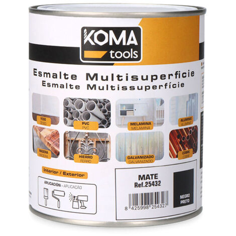 Esmalte multisuperficies negro mate 750 ml koma tools