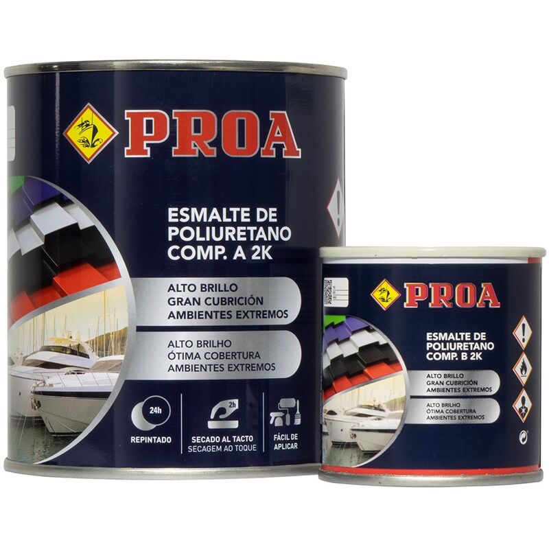 

ESMALTE POLIURETANO DOS COMPONENTES BRILLANTE, Negro Ral 9005 0,87lts