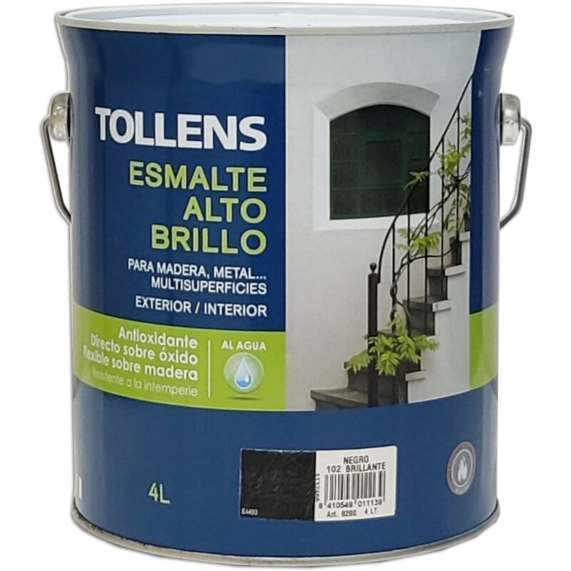 

Tollens - ESMALTE AL AGUA ALTO BRILLO 4 LT | COLOR: Negro - Negro