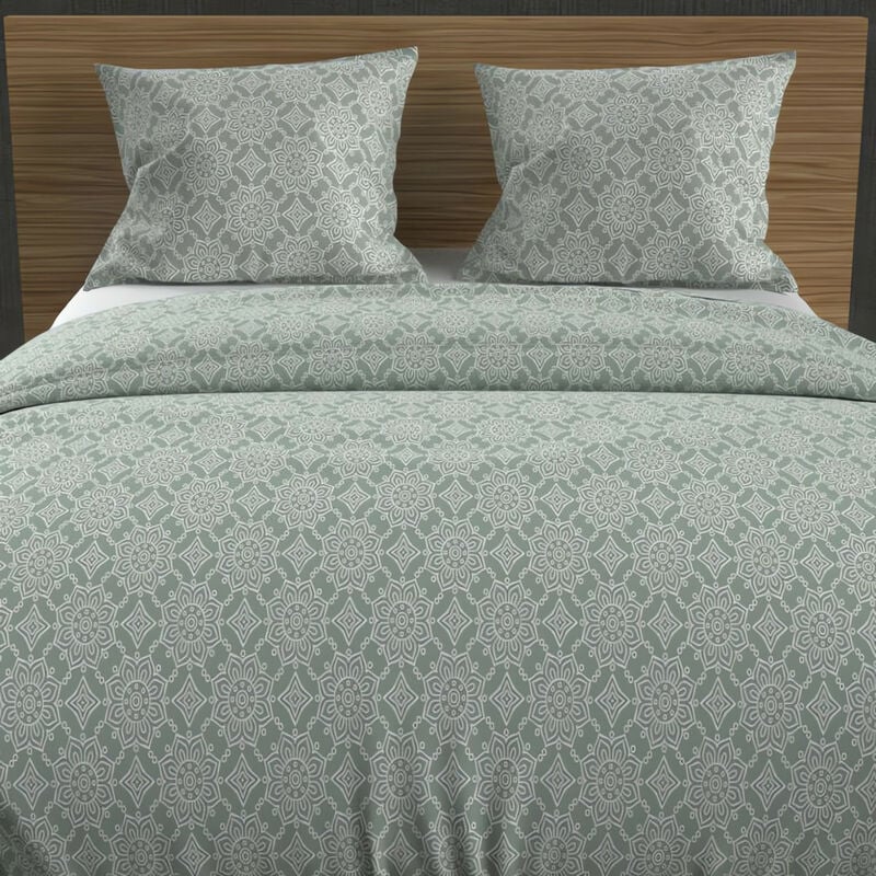 Parure housse de couette en coton 57 fils 240x220 cm esmeralda vert, par Soleil d'ocre
