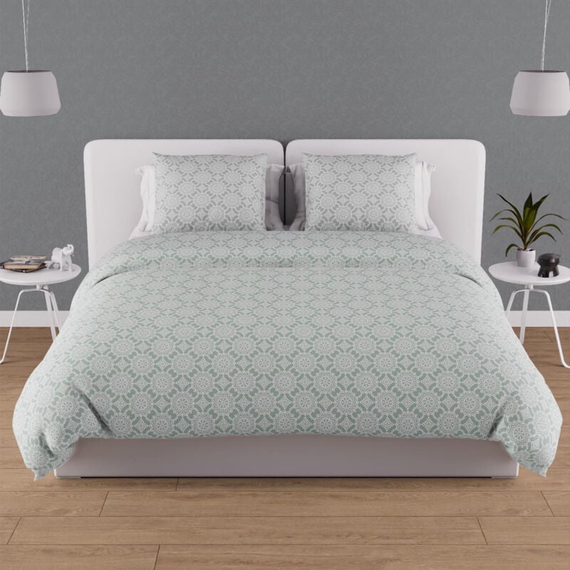 Parure housse de couette en coton 57 fils 260x240 cm esmeralda vert, par Soleil d'ocre
