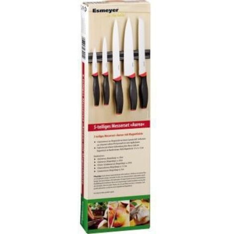Esmeyer Messerset AUREA 291-423 5teilig Magnetleiste schwarz/rot