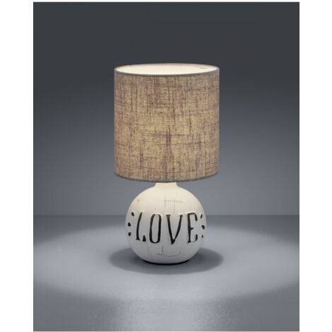 Esna Lampe à Poser Céramique "LOVE" Et Abat-jour Cappuccino Ø16 cm Trio Lighting