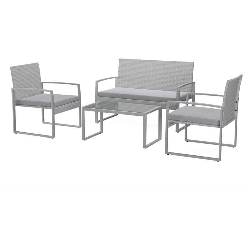 Concept-usine - Salon de jardin bas résine tressée 4 places