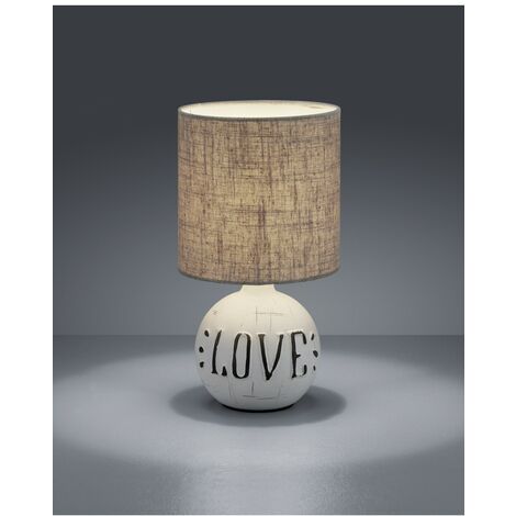 Esna Sobremesa Cerámica LOVE Y Pantalla Cappuccino Ø16 cm Trio Lighting