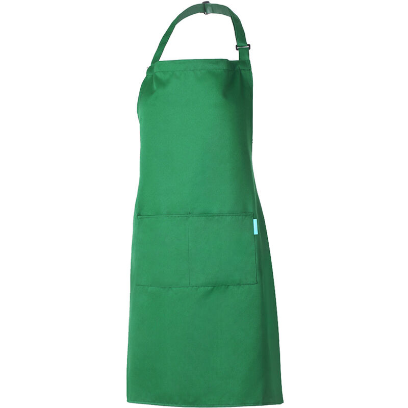 

Delantal para restaurante de barbacoa de cocina de poliester para adultos con cinturon ajustable para el cuello 2 bolsillos para cocinar, hornear,