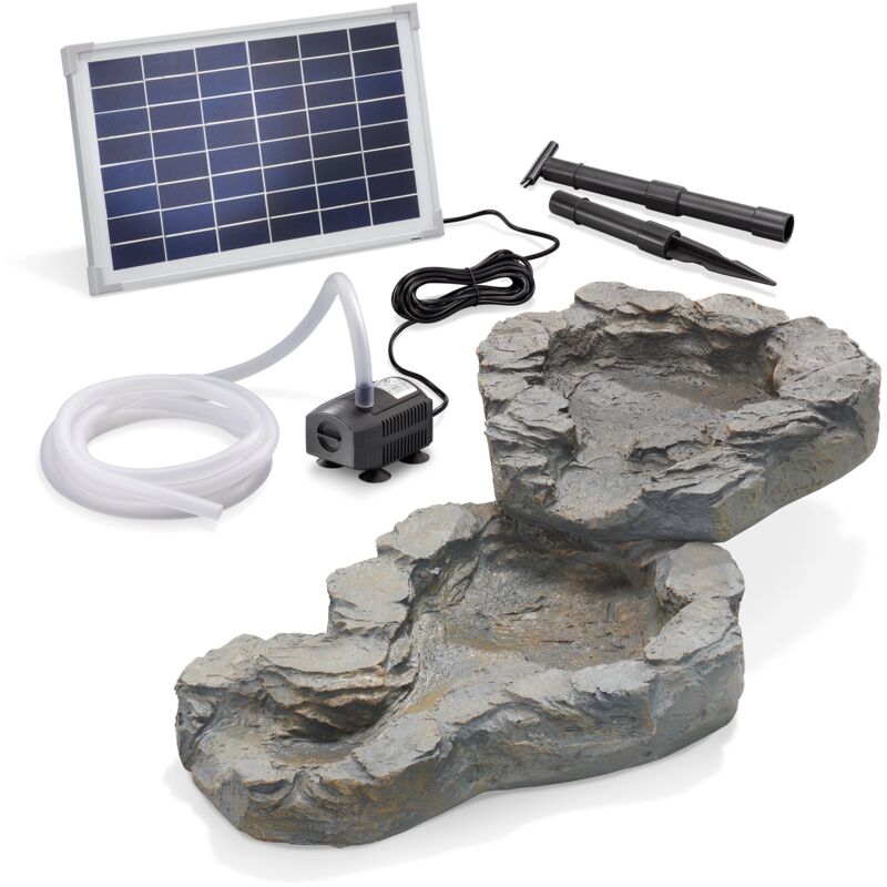 Kit de cuvettes de cours d'eau en 2 parties avec pompe solaire pour étang de jardin 101308 - Esotec