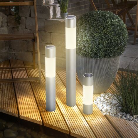 esotec Moderne Solar Standleuchten Pole Light im 3er-Set wetterfest 102618