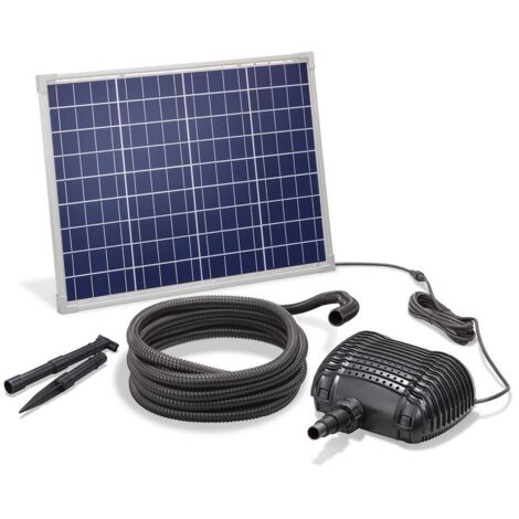 Esotec – Pompe solaire bassin 2500L/h – Puissance 50W – Tension 18V DC – Débit max 2500 l/h – Protection IP68 – Tuyau souple 5m inclus - 2500L-50W