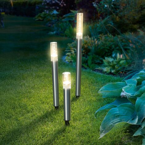 esotec Solar Bâtons lumineux Trio Sticks en set de 3, blanc chaud outdoor METAL 102601