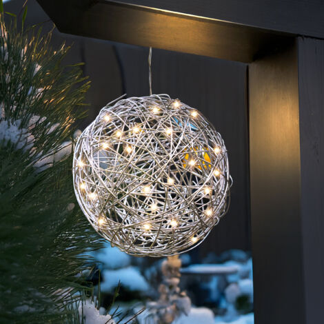 esotec Solar Deko Drahtkugel ⌀ 25 cm blanc chaud avec 50 LED ALU résistant aux intempéries 102115
