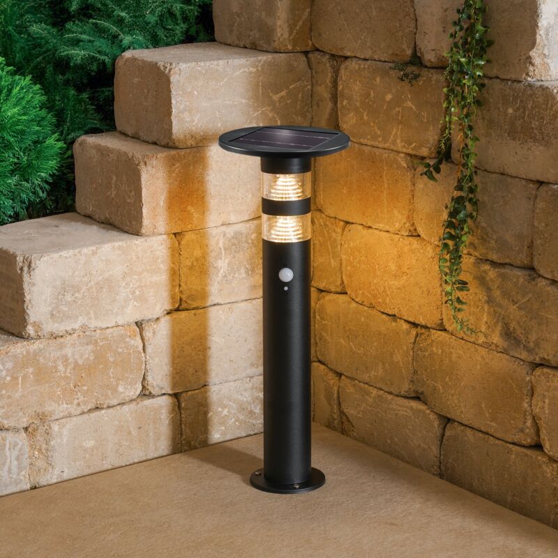 Solar extérieur pir lampe sur pied Casoli 55 cm noir IP44 résistant aux intempéries 102747 - Esotec