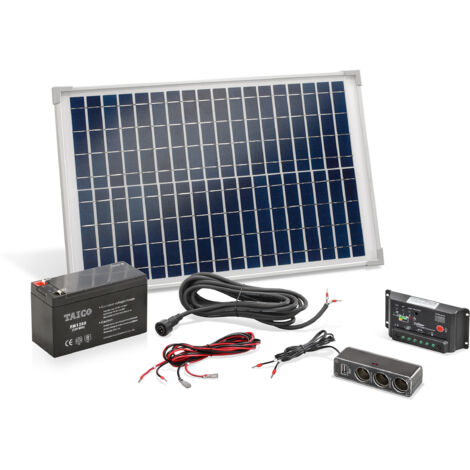esotec Solar Inselsystem mit Laderegler, Solarmodul 20Wp, Kabel, Akku 120005