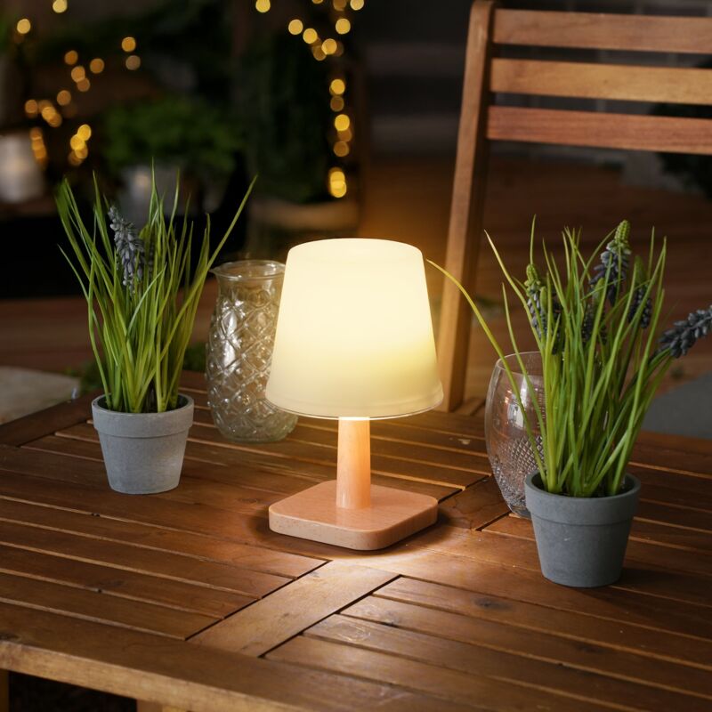 Solar Lampe de table harmony aspect bois Module solaire akku outdoor IP44 102912 - Esotec