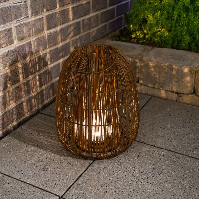 Esotec - Solar lampe en rotin Isabella 40 craquelé verre brisé boule style boho 102282