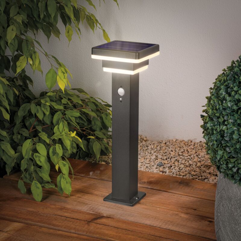 esotec Solar lampe sur pied Lucca 46 cm avec capteur noir résistant aux intempéries IP44 102762