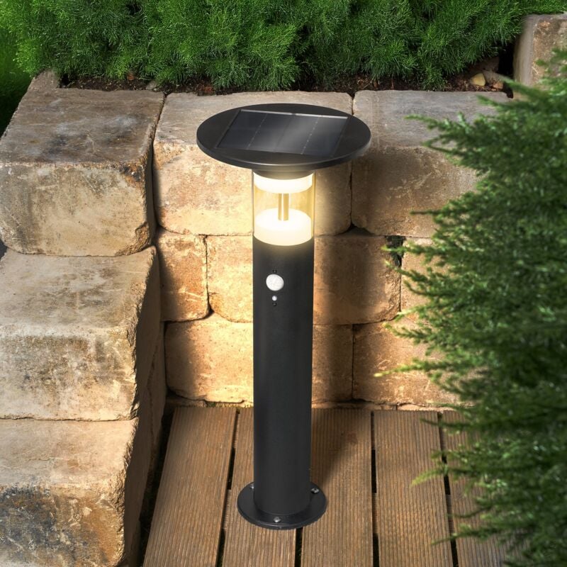 Solar pir lampadaire Amelia 53 cm lampe solaire metal noir 102746 - Esotec