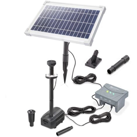 esotec Solar LED Teichpumpe mit Filter 8/400 für außen SET Sprinklerpumpe 400/h LiFePo4 Akku Erdspieß Solarmodul 8W Solarbrunnen für Gartenteich Wasserpiel Springbrunnenpumpe 101936