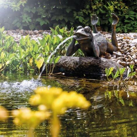 esotec Wasserspeier FROSCH + Solar-Teichpumpe Wasserspiel Gartenfigur 101650