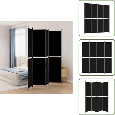 Espacio privado - vidaXL Biombo divisor de 4 paneles de tela negro 200x220 cm - Protección de intimidad