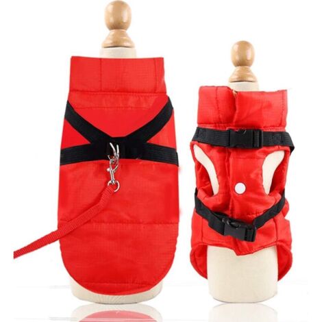 (Espalda: 20 cm, Pecho: 30 cm), Abrigo de invierno rojo impermeable y cálido para perros con orificio para correa, Conjunto de chaqueta para cachorros, Ropa de invierno para perros medianos y grandes,