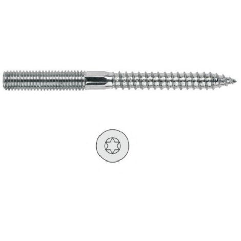 esparrago 2 roscas torx 6-40 zincado largo 50nm diámetro 6mm