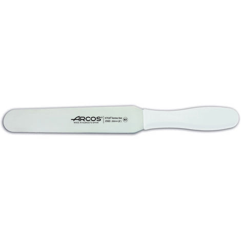 Espátula Arcos Colour - Prof 299024 de acero inoxidable Nitrum y mango ergonómico de Polipropileno de color blanco y hoja de 20 cm, en Funda Display