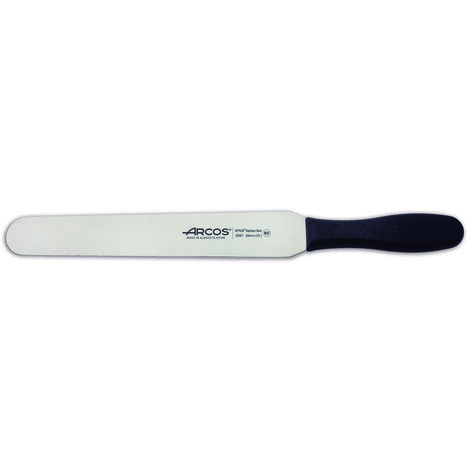 Espátula Arcos Colour - Prof 299125 de acero inoxidable Nitrum y mango ergonómico de Polipropileno de color nwegro y hoja de 25 cm, en Funda Display