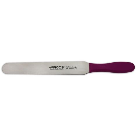 Espátula  Arcos Colour - Prof  299131 de acero inoxidable Nitrum y mango ergonómico de Polipropileno de color fuscia y hoja de 25 cm, en Funda Display