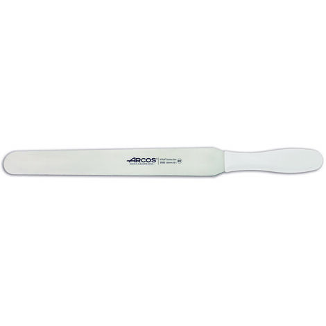 Espátula Arcos Colour - Prof 299224 de acero inoxidable Nitrum y mango ergonómico de Polipropileno de color blanco y hoja de 30 cm, en Funda Display