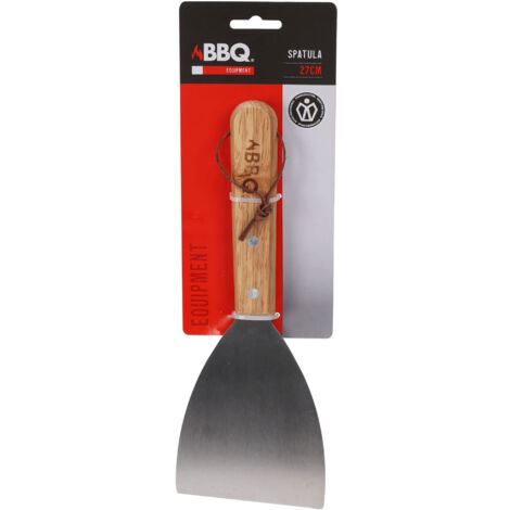 Espátula de acero inoxidable con mango de madera de 27 cm - BBQ