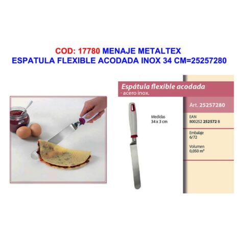 Espátula Flexible Acodada Inox 34cm Metaltex