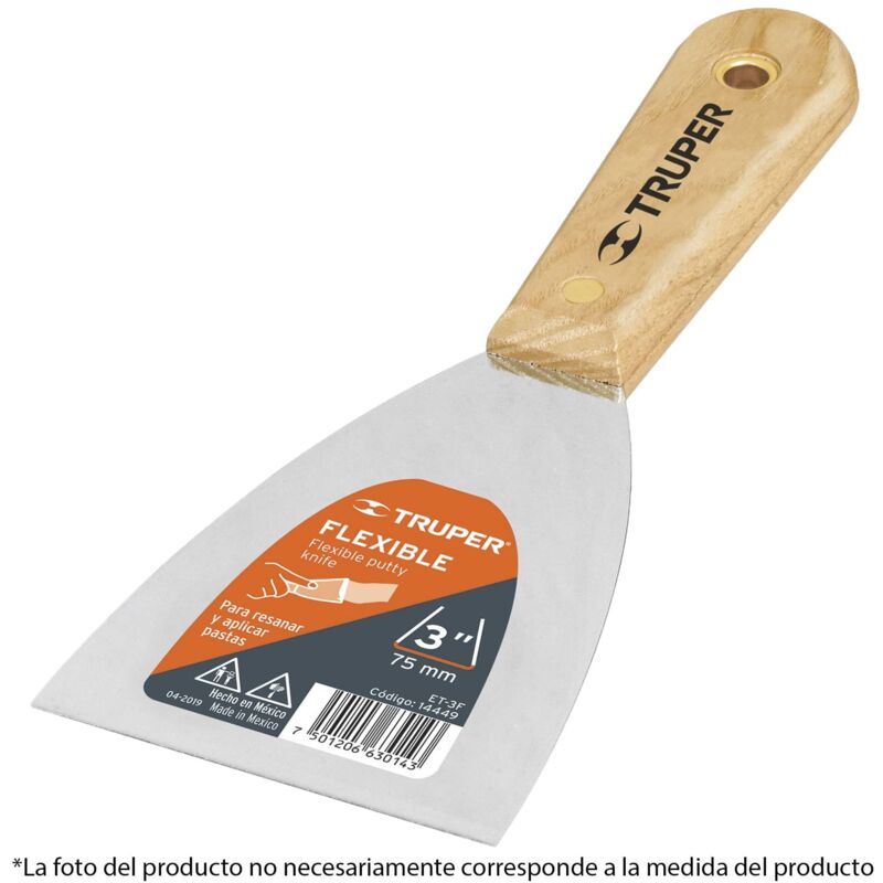 

Espátula flexible, mango de madera, 100mm
