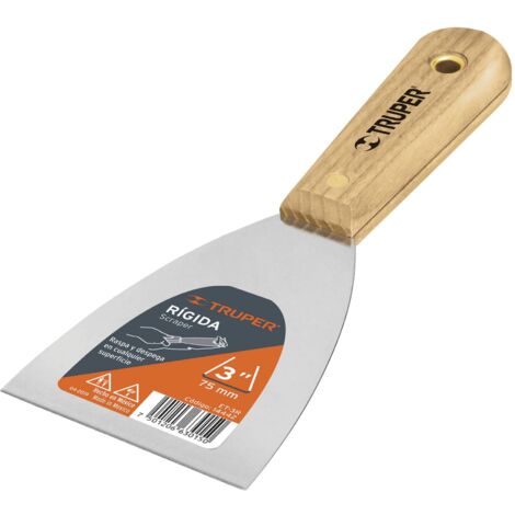 Espátula rígida con mango de madera - 75 mm