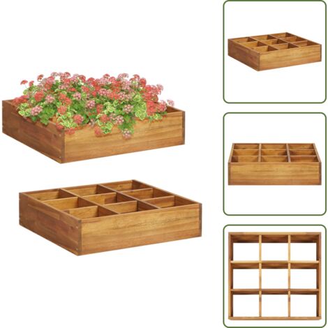Especias en macetas - vidaXL Arriate de especias madera maciza de acacia 60x60x15 cm - Plantas al aire libre