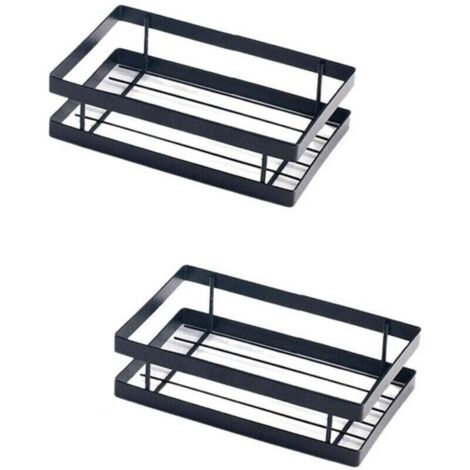 Especiero de pared para cocina, XU, apto para cocina, baño y balcón, 2 piezas (negro mate, 20 cm) - KZQ