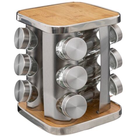 Especiero x12 giratorio acero inoxidable bambú - 5five