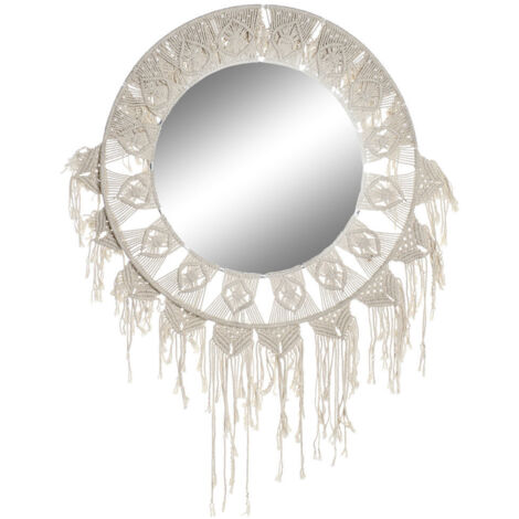 Espejo Algodon 75X2X75 Macrame Blanco