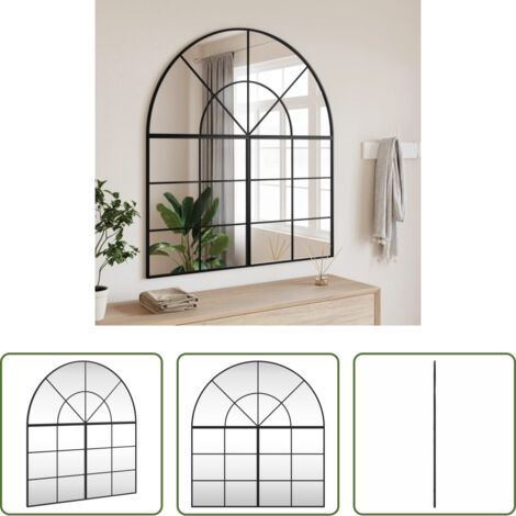 Espejo arco -  Espejo de pared arco de hierro negro 100x110 cm