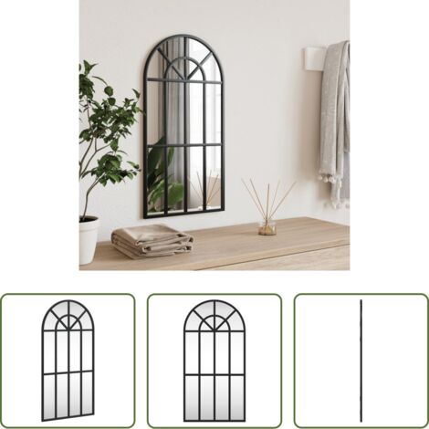 Espejo arco -  Espejo de pared arco de hierro negro 30x60 cm