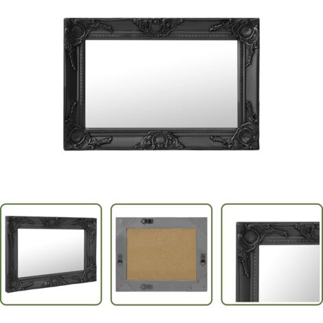 Espejo barroco -  Espejo de pared estilo barroco negro 60x40 cm