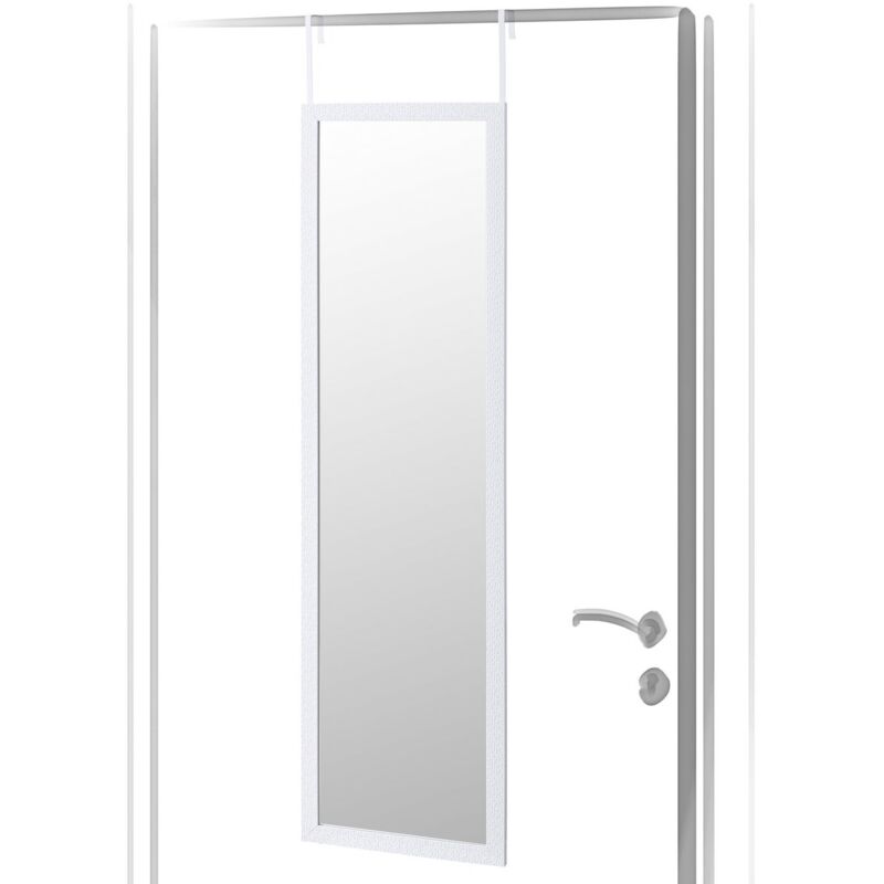 

Lolahome - Espejo blanco de plástico PE para puerta con textura de 35x125 cm