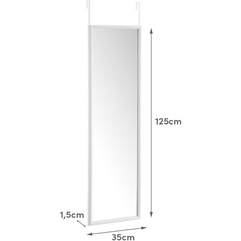 

Espejo blanco de plástico PE para puerta de 35x125 cm