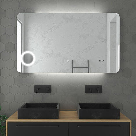 Espejo de pared irregular sin marco con luz LED, espejo de baño  retroiluminado con LED tricolor regulable, espejo de maquillaje asimétrico  con gotas