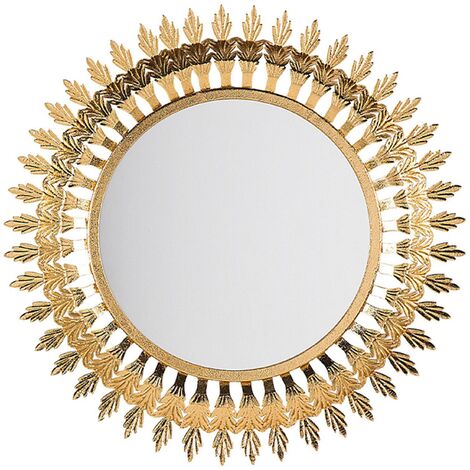 Espejo colgante de pared dorado 60 cm redondo con forma de sol Vorey