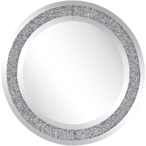 Espejo colgante de pared plateado redondo 70 cm estilo moderno glamour Erbray