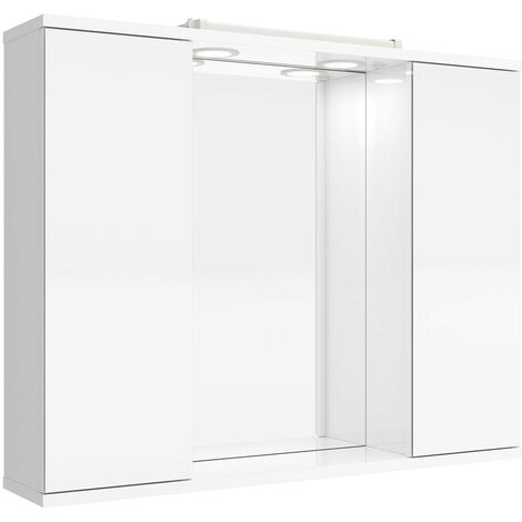 Espejo con armario Loira de 2 puertas cristal Blanco Brillo 80 cm