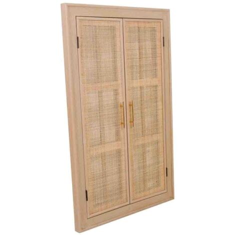 Espejo con de madera y rejilla marrón 73.5x5x118