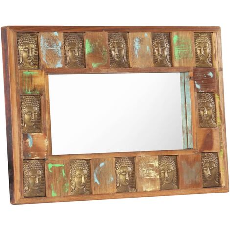 Espejo con enchapado de Buda madera maciza reciclada 80x50 cm vidaXL